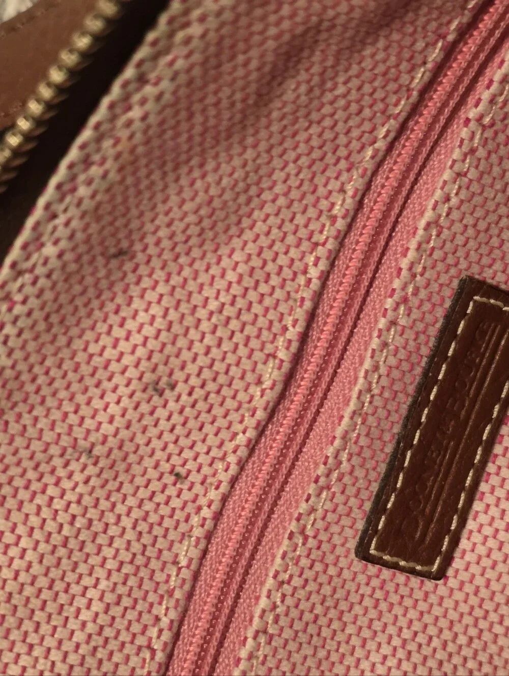 Vintage Signature Canvas And Pebble Leather Dooney & Burke Shoulder Bag